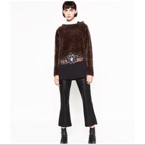 Zara faux leather zipper detail cropped Medium